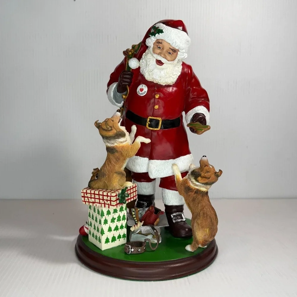 Danbury Mint Santa's Little Shelties Dog Christmas Figurine Sculpture EUC No Box